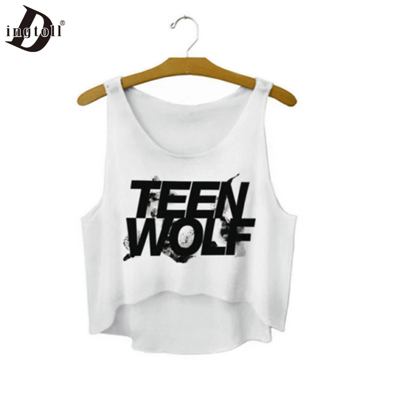 Женский укороченный топ Dingtoll летний Модный с буквами волка модель WCT37|top summer|fashion