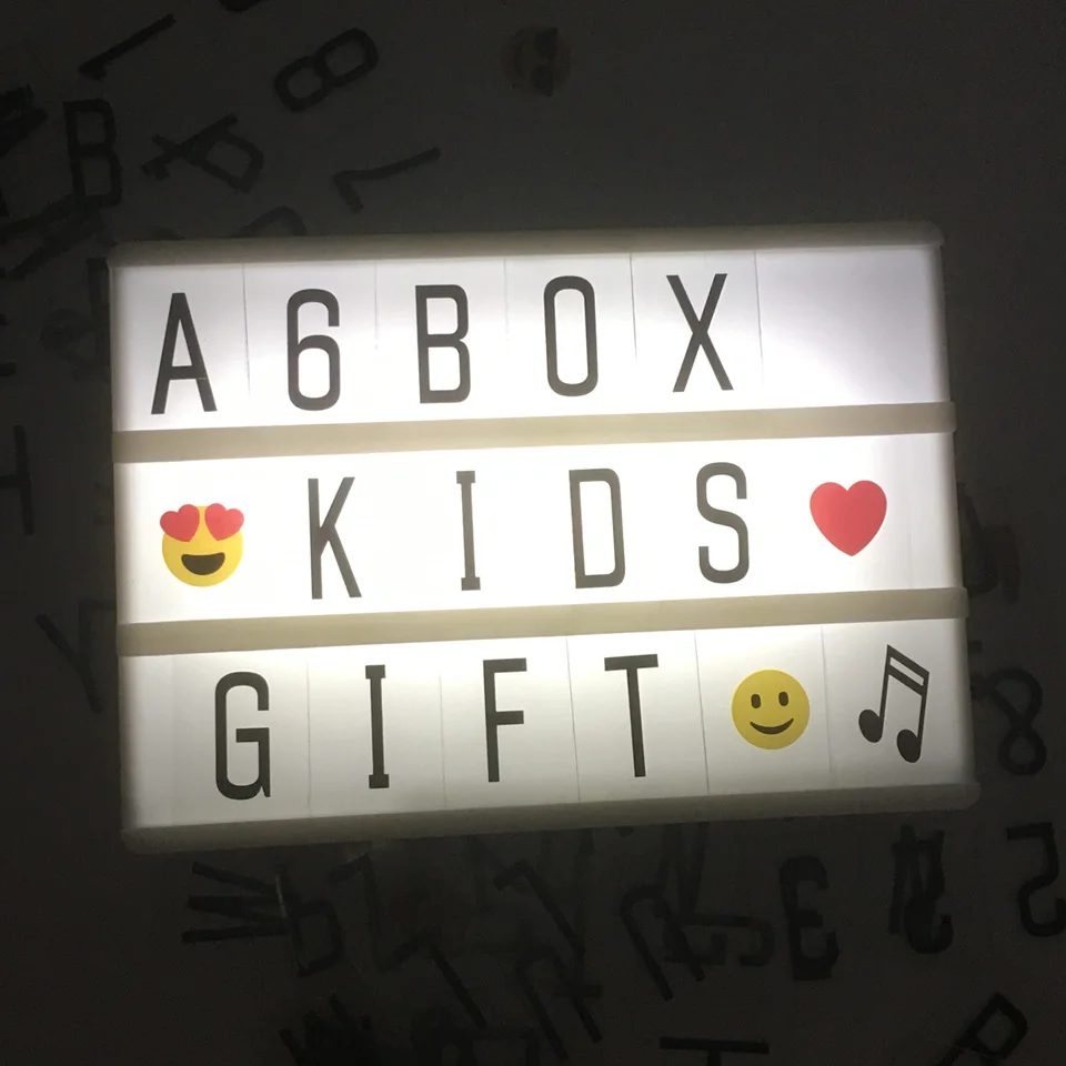 Прямая поставка A6 Размеры Lightbox как дети фестиваль подарок на день рождения Diy Форум Световой коробка с черными буквами цифры