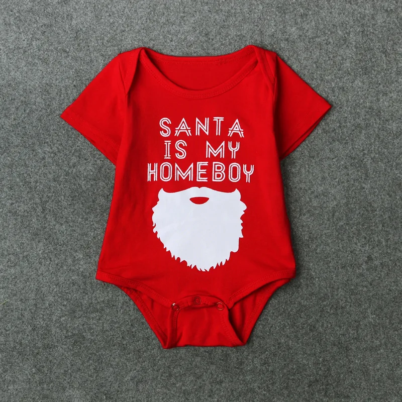 

Летняя Рождественская одежда для малышей с коротким рукавом, милая Рождественская Одежда для новорожденных с Санта-мой домашний мальчик, д...