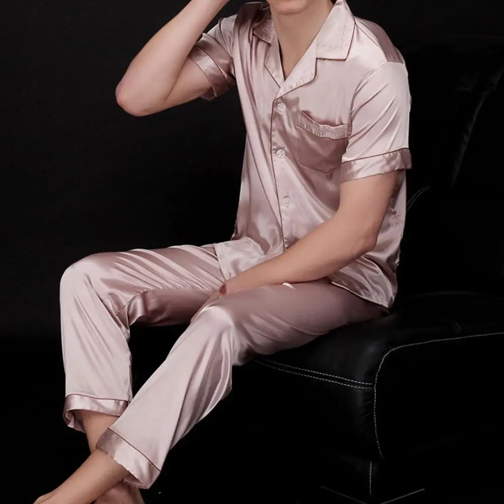 Мужские пижамные комплекты из натурального шелка удобные чистого элегантные
