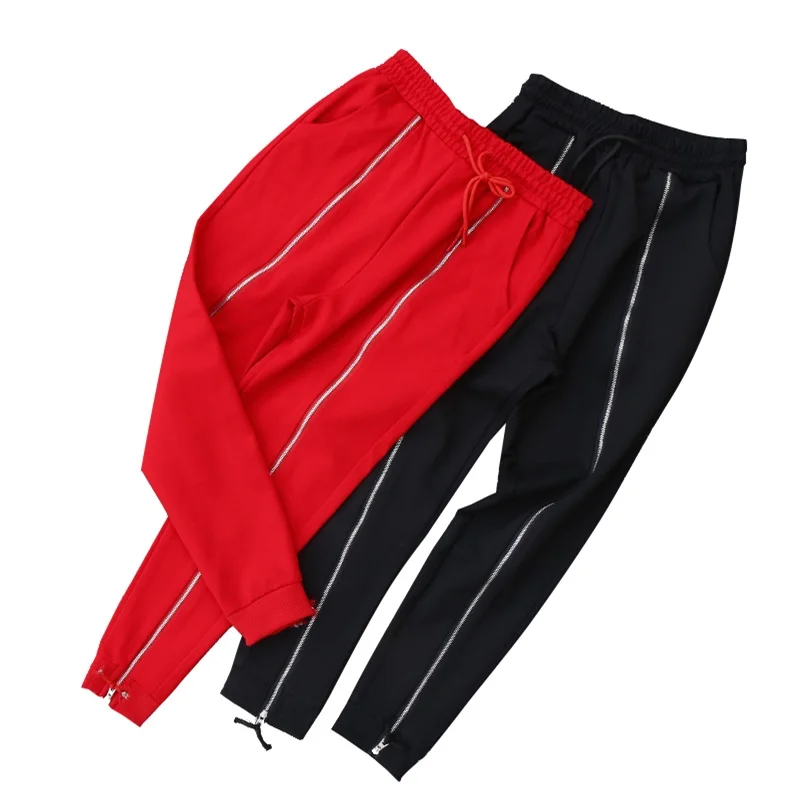 Женские свободные штаны на молнии женские Капри дикие Студенческие Брюки в стиле