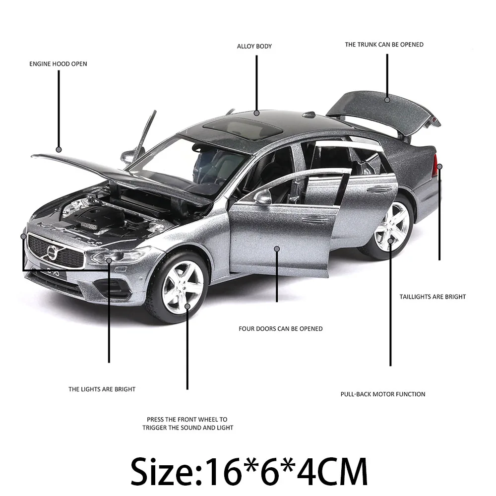 1:32 модель автомобиля Diecasts VOLLVO S90 металлические автомобили легкие звуковые