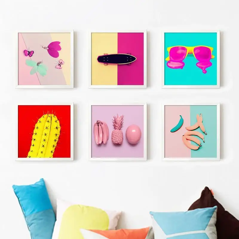 

CLSTROSE Vivid Summer Coloured Wall Art Banana And Pineapple Canvas Painting Print Art Canvas Poster Wall Picture Children Baby