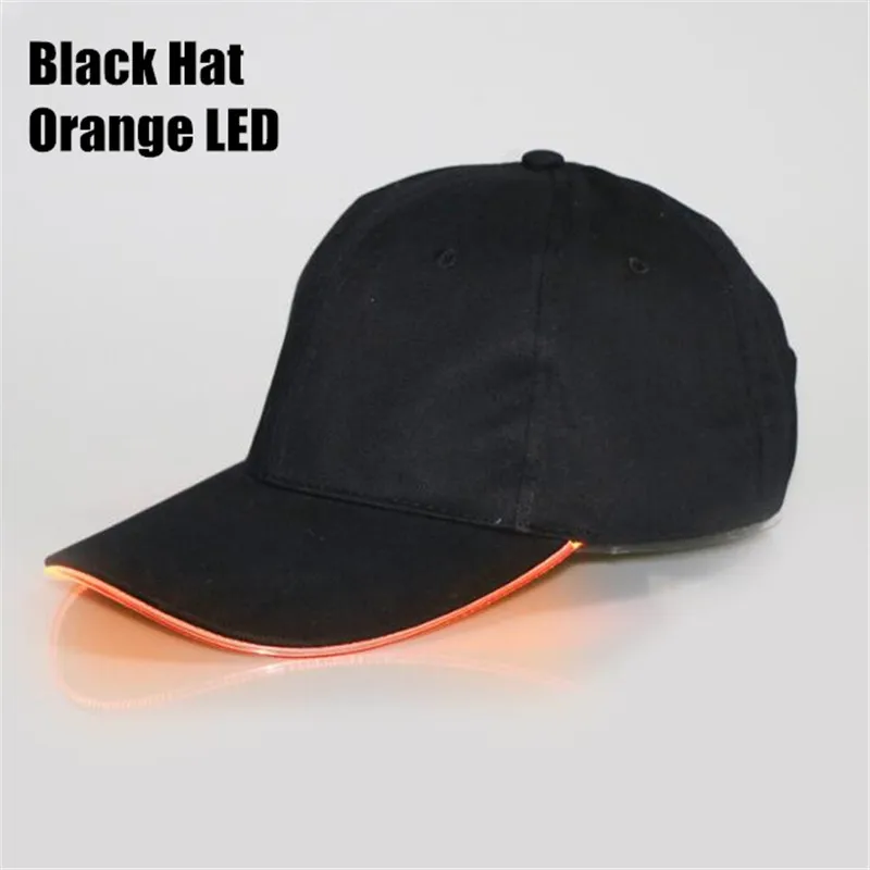 Black Hat Orange LED 200 p! Мужская и женская светодиодный светящийся цветной бейсбольный головной убор для мальчиков и девочек Подростковая светодиодная светлая крышка в темноте вечерние реквизит для клуба хип-хоп кепка с козырьком - Цвет: Black Hat Orange LED