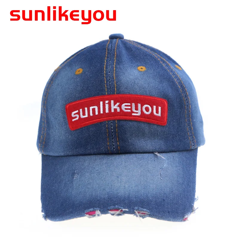 Sunlikeyou Новое поступление девушки джинсовые вышивка Бейсбол Кепки Для женщин Snapback