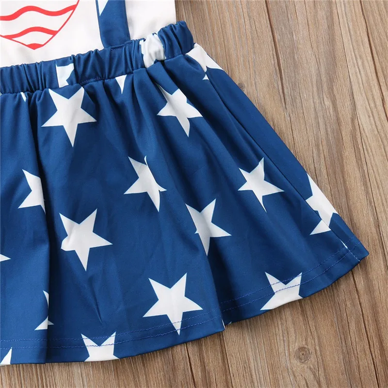 Toddler Kids Baby Girl Clothes Set Summer Short Sleeve Round Neck T-shirt Tops Tutu Skirt 4th July 2pcs Girls Clothing Outfit | Детская