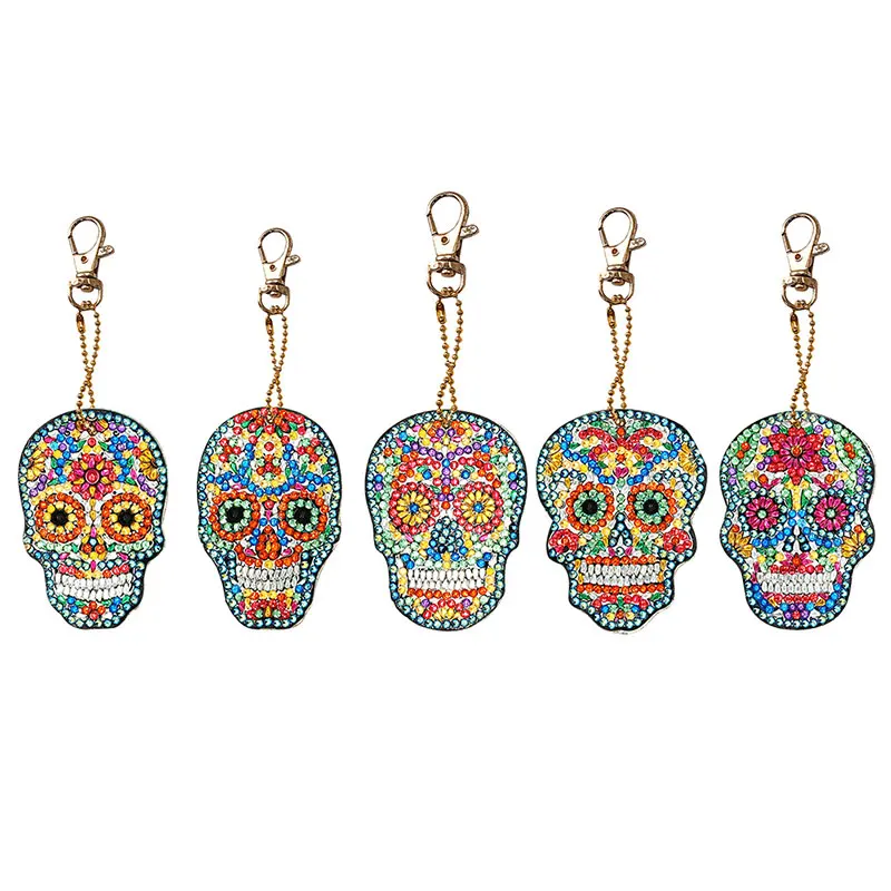 5pcs Skull 4-6 шт DIY Алмазная картина брелок Подвеска полная дрель специальная форма алмазная вышивка крестиком женская сумка Украшение - Цвет: 5pcs Skull
