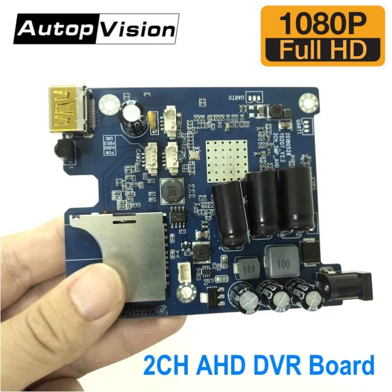 Новейший HD 1080P в режиме реального времени 2CH AHD DVR печатная плата мини Мобильный DVR Плата Поддержка 128 ГБ sd-карта с пультом дистанционного управления