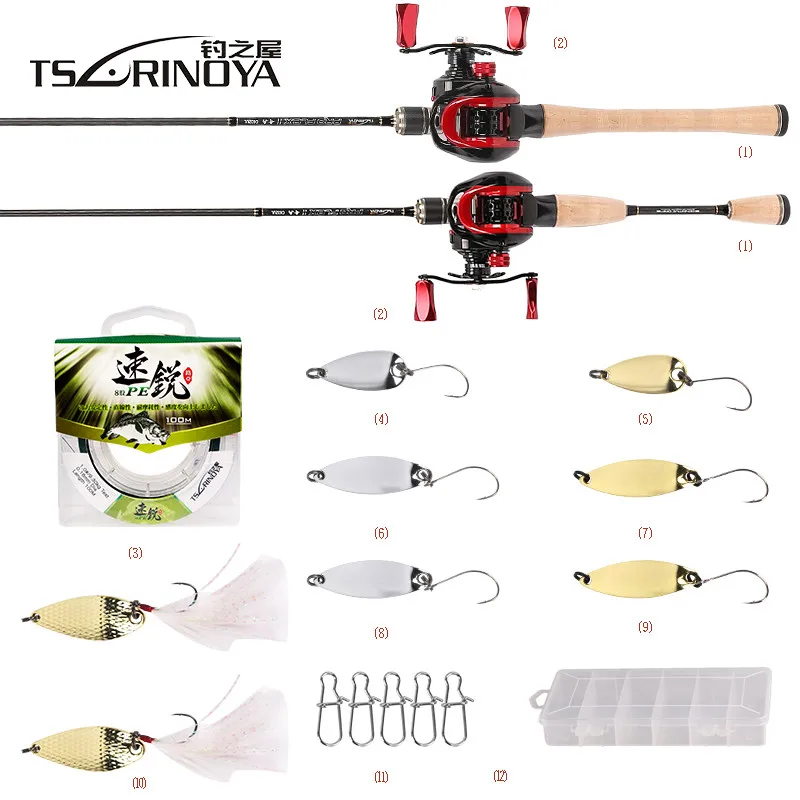 

Рыболовная катушка TSURINOYA для рыбалки, Combo XF-50 Baitcasting, 1,89 м UL, кастинговое удилище + 100 м полиэтиленовая леска + ложка, приманка + коробка, рыболов...