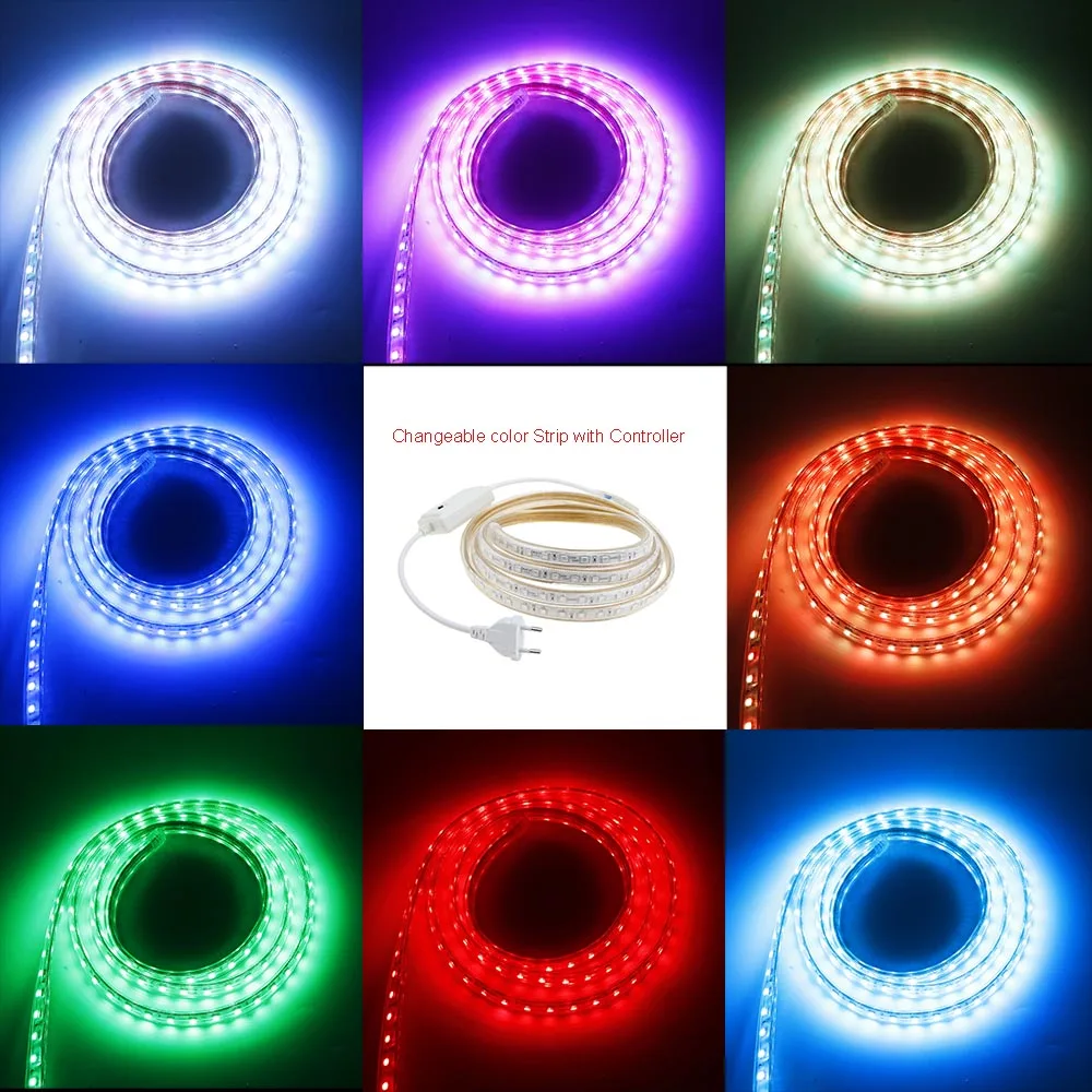AC220V СВЕТОДИОДНАЯ лента SMD 5050 Чип 3 м/4 м/5 м/6 м/7 м/8 м/9 м/10 м/15 м/20 м/25 м с ЕС штепсельная
