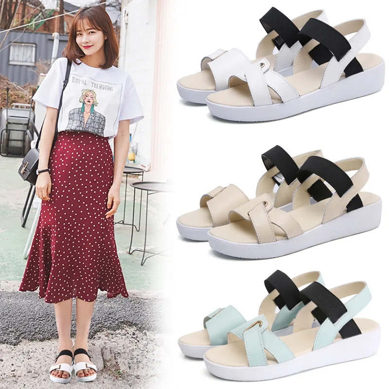 2019 летняя новая модная кожаная повседневная обувь на плоской подошве в Корейском