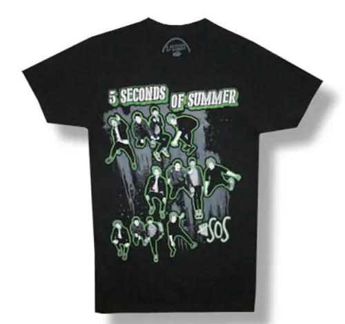 5 секунд лета-Тройной прыжок-Черный Легкая Футболка Лидер продаж дешевые мужские