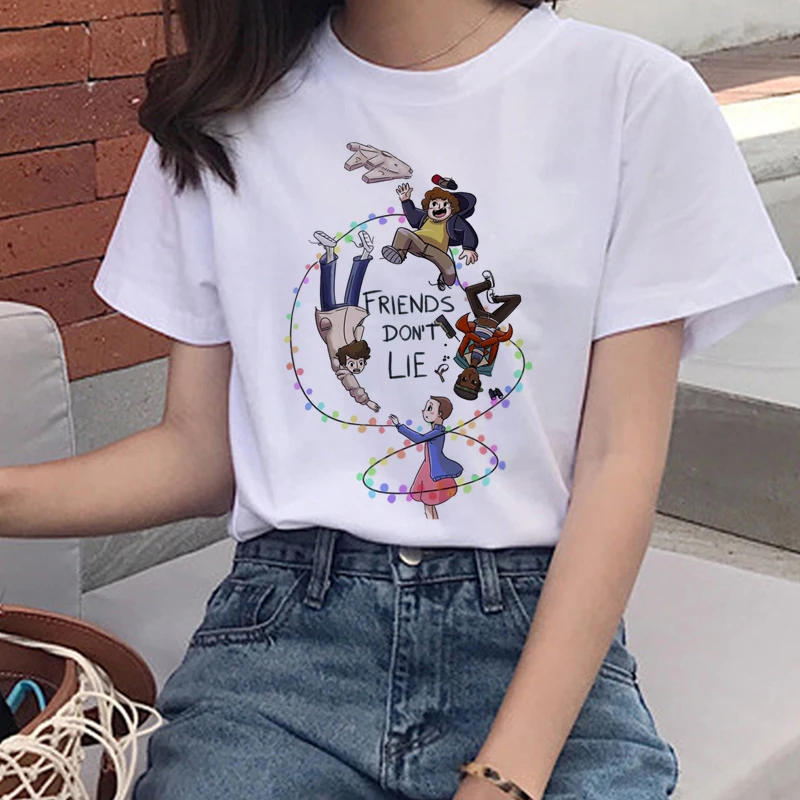 5685 Странные Вещи Eleven Harajuku футболка женская перевернутая вверх дном забавная футболка 90s Графический гранж Футболка Мода Ullzang Топ тройник женский - Цвет: 5685