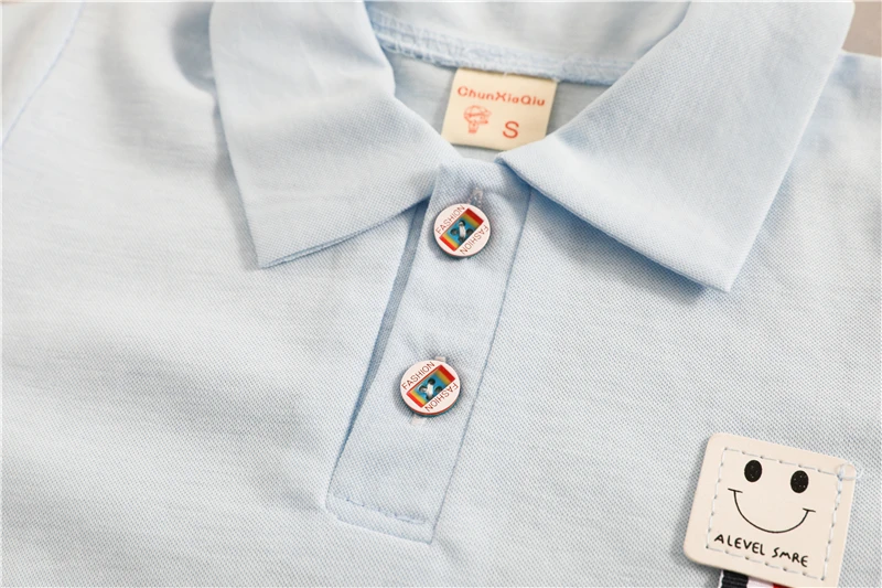 Детский хлопковый костюм для мальчиков рубашка с коротким рукавом и черные штаны