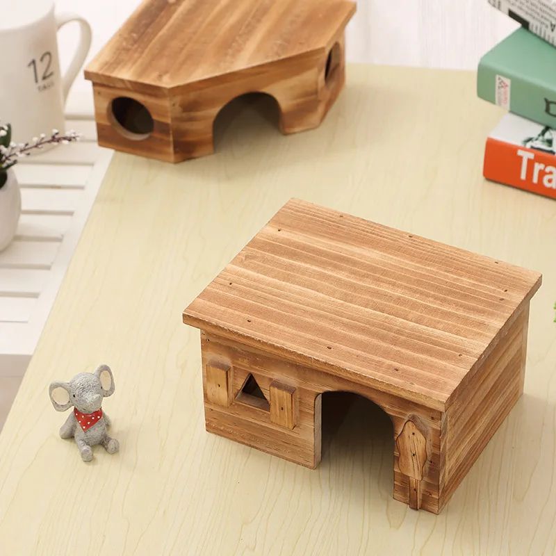 Домик Хомяк из натурального дерева для маленьких животных летняя кровать ежика
