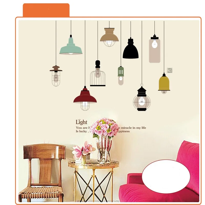 Съемная красочная люстра настенный декор наклейки для гостиной спальни столовой