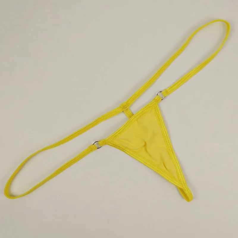 Yellow Cotton Сексуальное женское мини микро бикини-танга с низкой талией, женские мягкие хлопковые трусики в форме треугольника, стринги, стринги - Цвет: Yellow Cotton