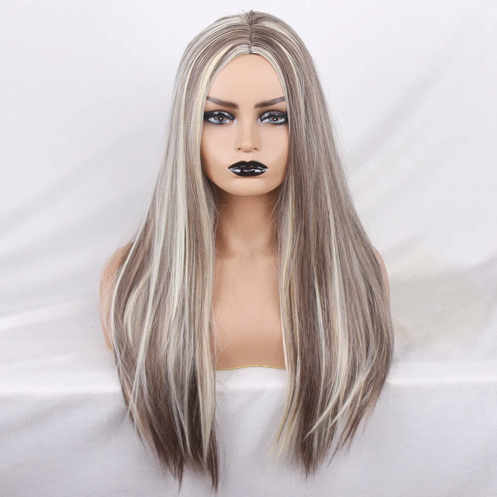 Парики Для Дамская мода Full Lace парик для девочек блондинка длинные прямые парики