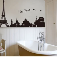 three generations can remove wall stickers bedroom living room sofa background tv stickers scenery of paris