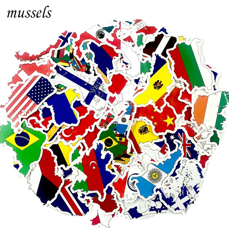 50 шт./компл. национальные флаги граффити наклейки Детские страны карта наклейка