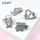 Брошь GDHY Shark с тигром HLEP ME NEED ADVIL, я очень устал, у меня болит голова эмалированная заколка рюкзак значок животных морской жизни подарки