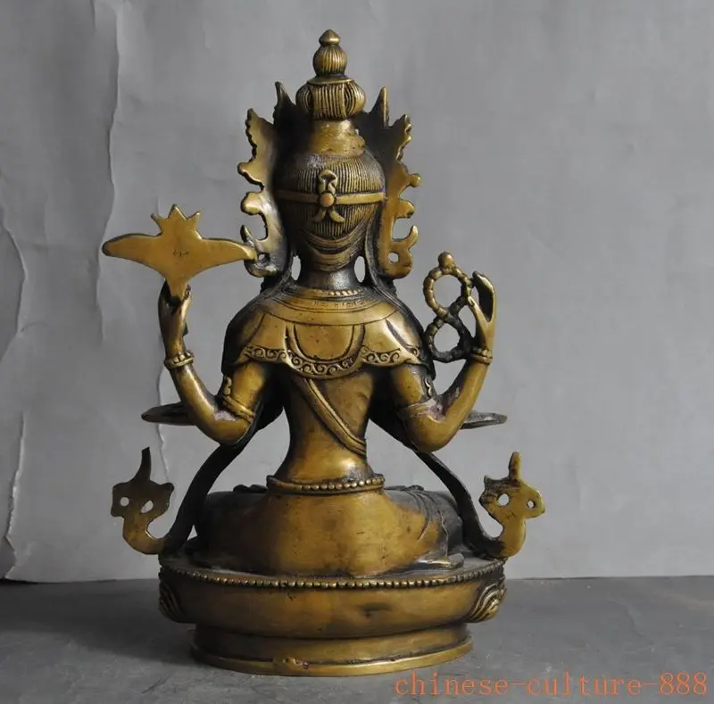 

christmas old tibet buddhism bronze 4 arms tara Kwan-Yin Guan Yin buddha goddess statue halloween
