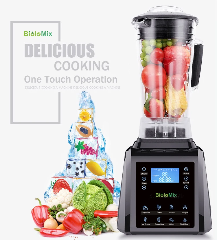 Автоматический цифровой сенсорный 3HP BPA FREE 2L профессиональный блендер, миксер, соковыжималка, мощный кухонный комбайн, зеленые фрукты, смузи