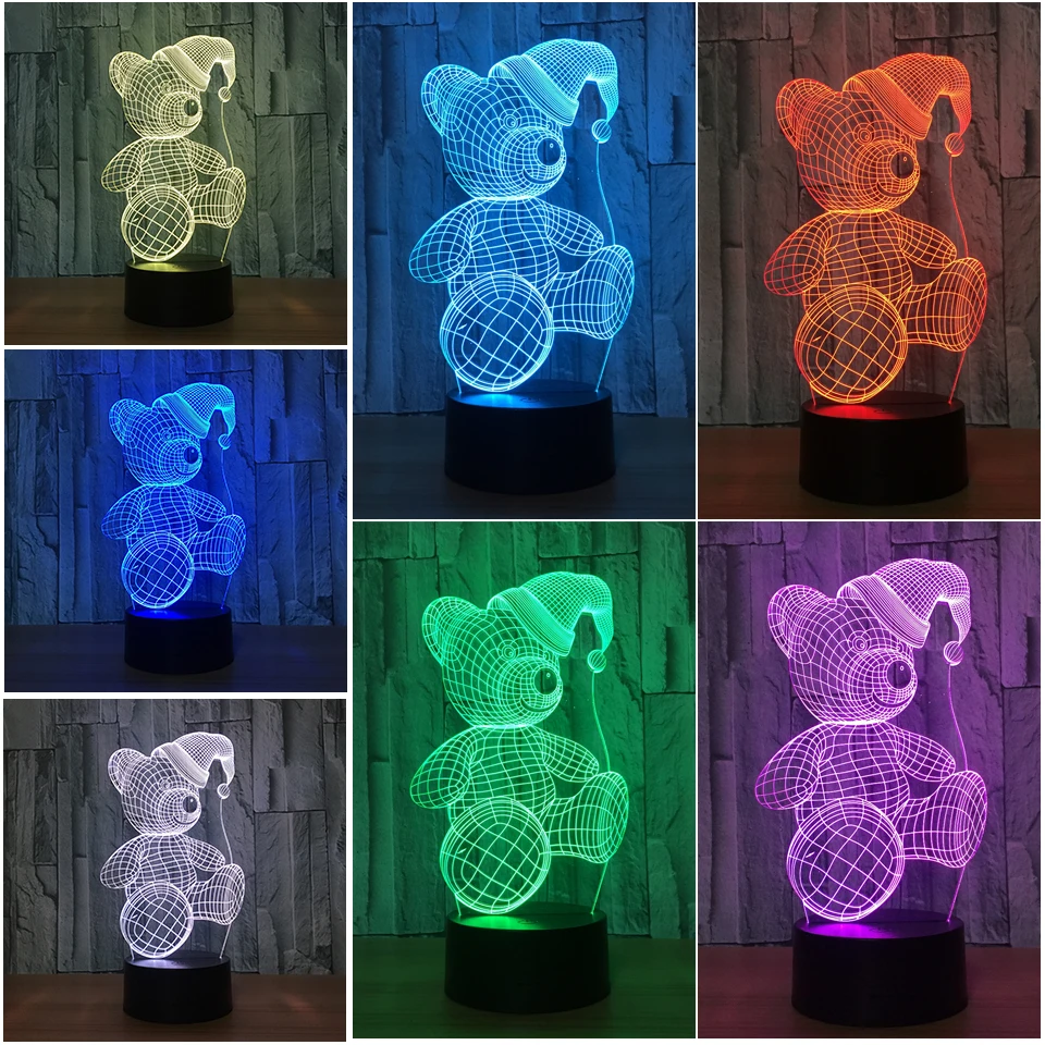 Новый Chaohui Детский плюшевый медвежонок 3D USB светодиодный ночник удерживает