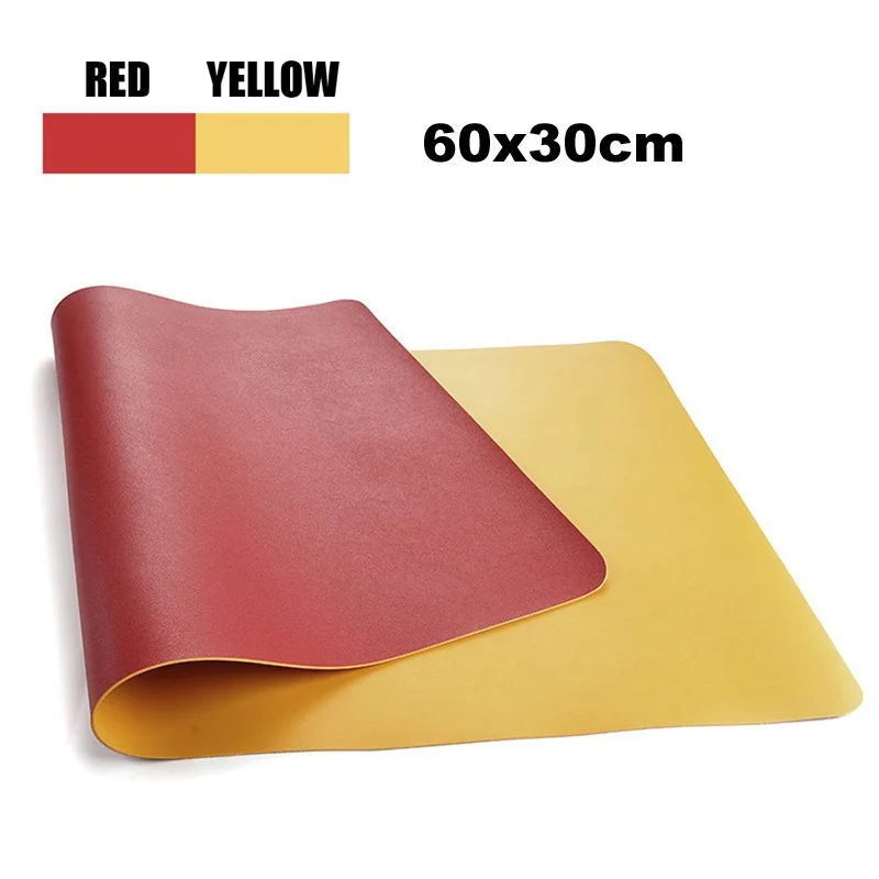 60x30cm-RedYellow Двусторонний удобный коврик для мыши портативный большой игровой коврик для мыши водонепроницаемый Настольный коврик из искусственной кожи Grand Mat Gamer Muismat 60x30 80x40 см - Цвет: 60x30cm-RedYellow