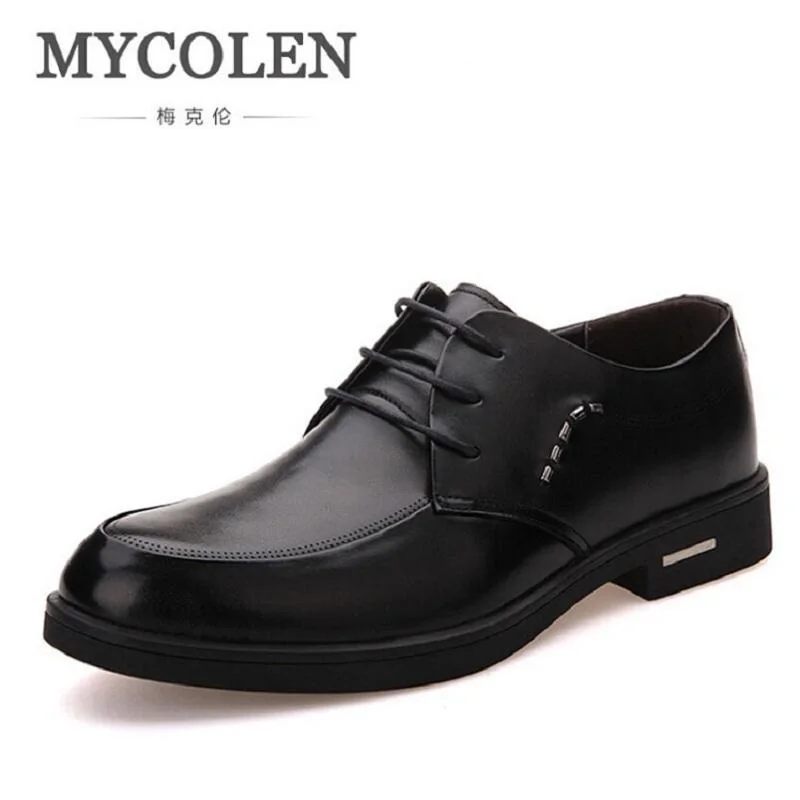 MYCOLEN/мужские туфли на плоской подошве черные кожаные Формальные для мужчин
