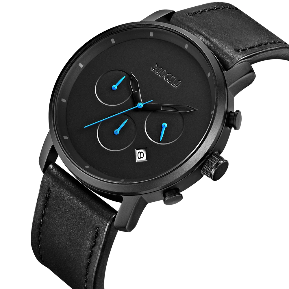 Мужские кварцевые часы из натуральной кожи спортивные для студентов с