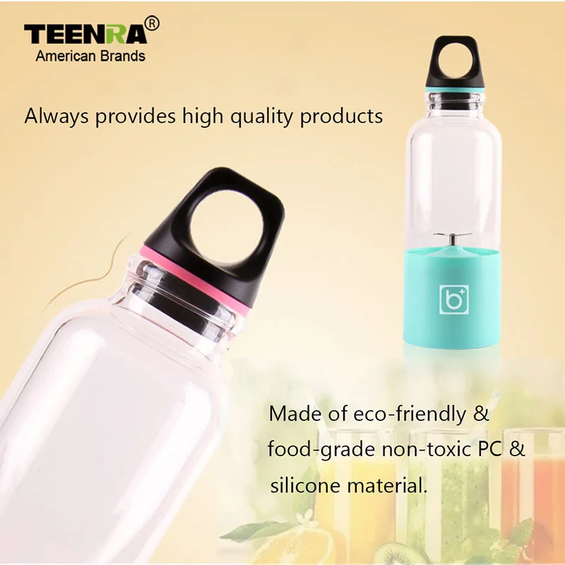 TEENRA 500 мл Мини Портативная электрическая соковыжималка для фруктов USB соковыжималка-бутылка перезаряжаемая соковыжималка для апельсинового лимона бутылка фруктовые инструменты