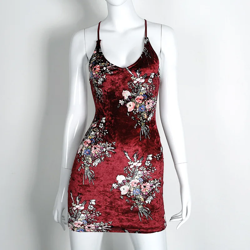 Luoanyfash с цветочным принтом без рукавов эластичные пикантные Клубные бинты Bodycon