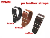 2014 new arrived 10pcs lots high quality 22mm pu leather nato straps watch band watch strap black browncoffee color