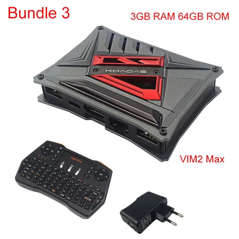 Комплект 3 Khadas Vim2 Max 3 ГБ ОЗУ 64 Гб EMCC одноплатный компьютер Amlogic S912 WiFi Bluetooth Android tv Box+ 2,4 ГГц Беспроводная Клавиатура - Комплект: Комплект 3