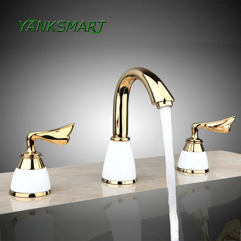 Смеситель для душа YANKSMART 3 шт. белый и золотой кран ванны двойные ручки крепление