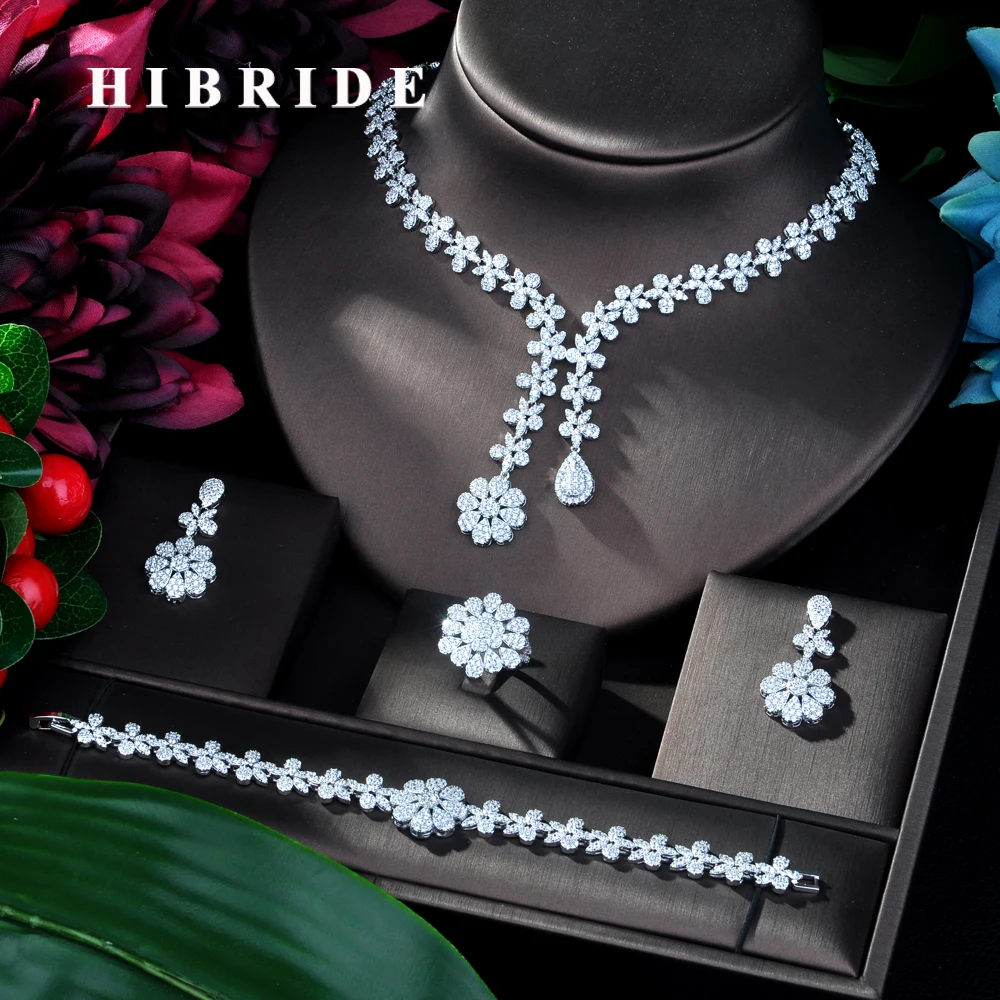 Новинка 2019 Модный комплект ювелирных изделий HIBRIDE из Дубая белый цвет