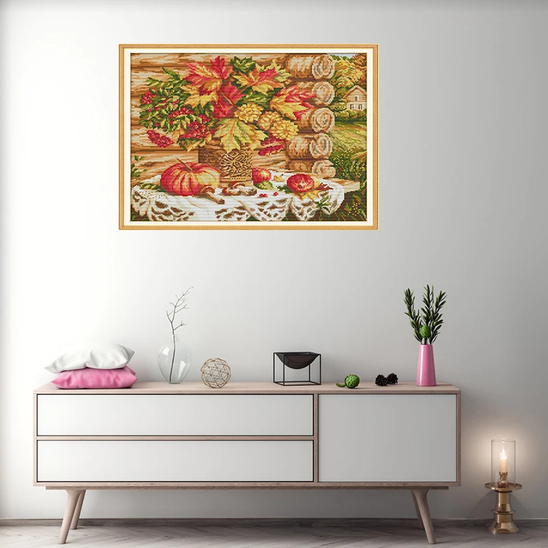 NKF Новое поступление Урожай осеннего цветка 11CT 14CT вышивка по схеме с номерами