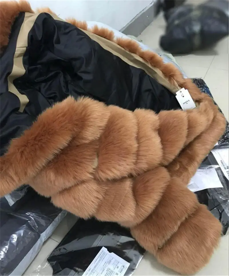 Camel Модное роскошное настраиваемое Женское зимнее пальто из искусственного меха, плотное 1,8 кг длинное пушистое пальто, плюс размер, 5XL, теплое меховое пальто с капюшоном, 6-8XL - Цвет: Camel