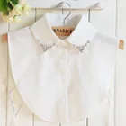 Женские белые бусины с отворотами стразы украшение Однотонная рубашка блузка воротник съемный фальшивый воротник FS0509