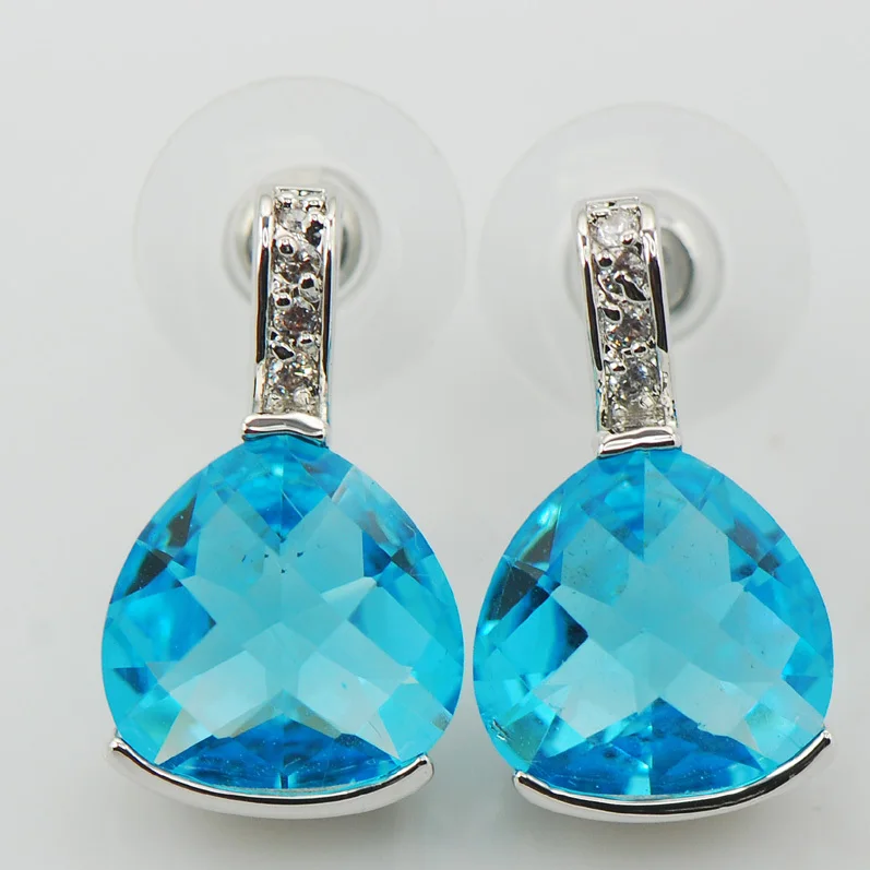 

New Blue Crystal Zircon Woman 925 Sterling Silver Crystal Earrings TE532