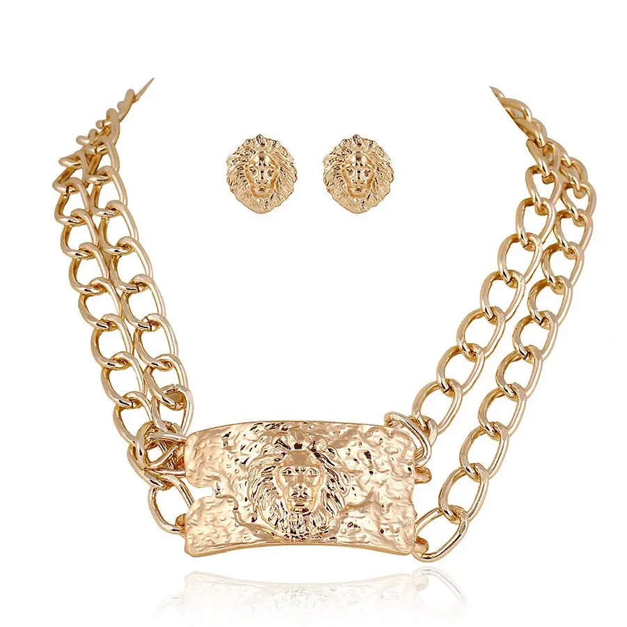 Дубай ювелирные наборы Золотой Лев ожерелье серьги Bijoux Femme колье Обручальное
