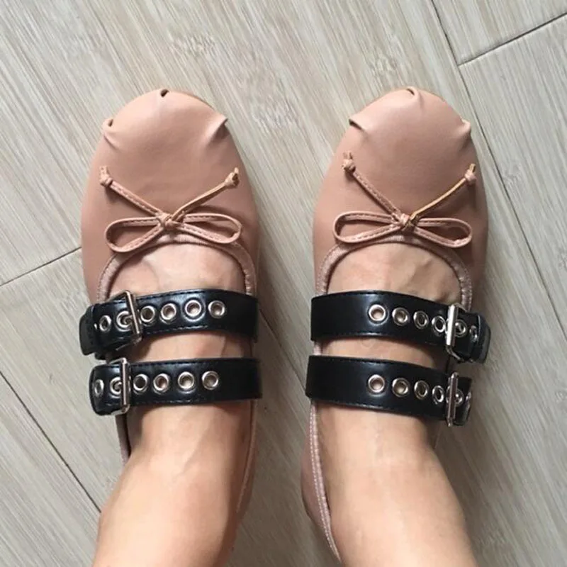 Женские балетки из овечьей кожи на плоской подошве размера плюс 34-40 черные