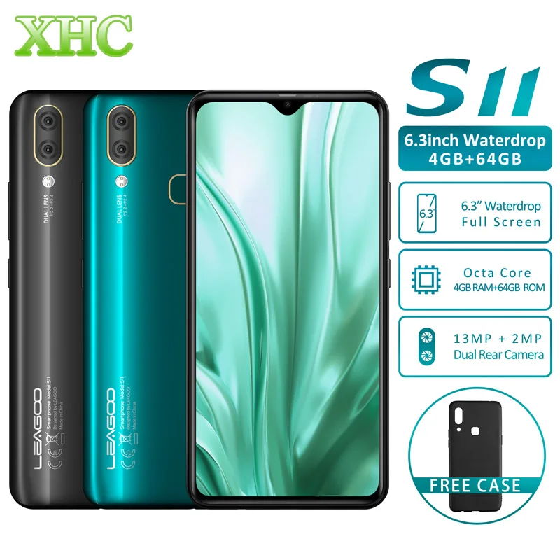 LEAGOO S11 Android 9,0 LTE 4G смартфон 6," дисплей капли воды 4 Гб 64 Гб Helio P22 13 МП Две сим-карты отпечатков пальцев Смартфон