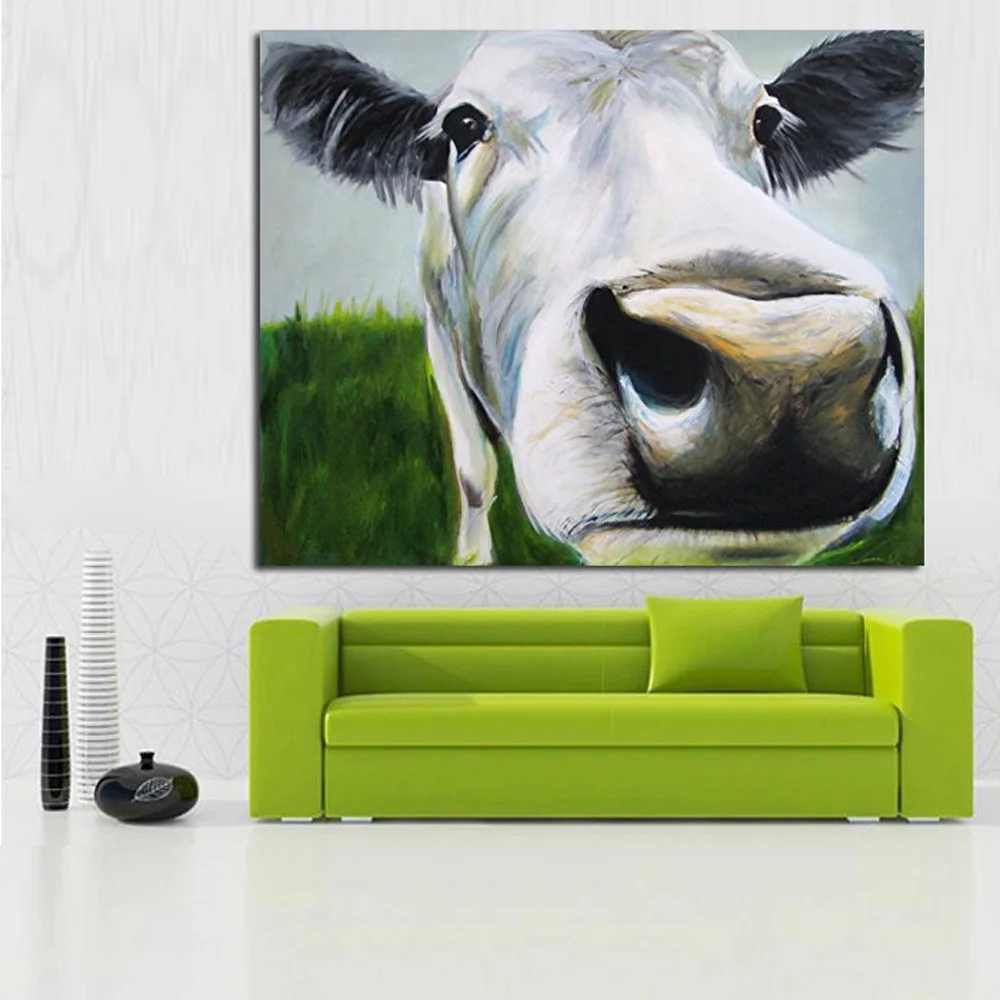 

Modern Animal Painting Canvas on Canvas Unframe Cow 100% Handpainted Wall Art Oil Paintings for Wall and Home Decorations
