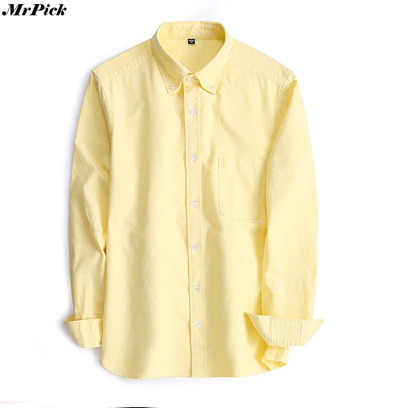 Мужские однотонные классические рубашки из 100% хлопка модные повседневные
