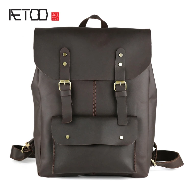 Мужская кожаная сумка на плечо AETOO Crazy horse европейский и американский тренд 2019|leather
