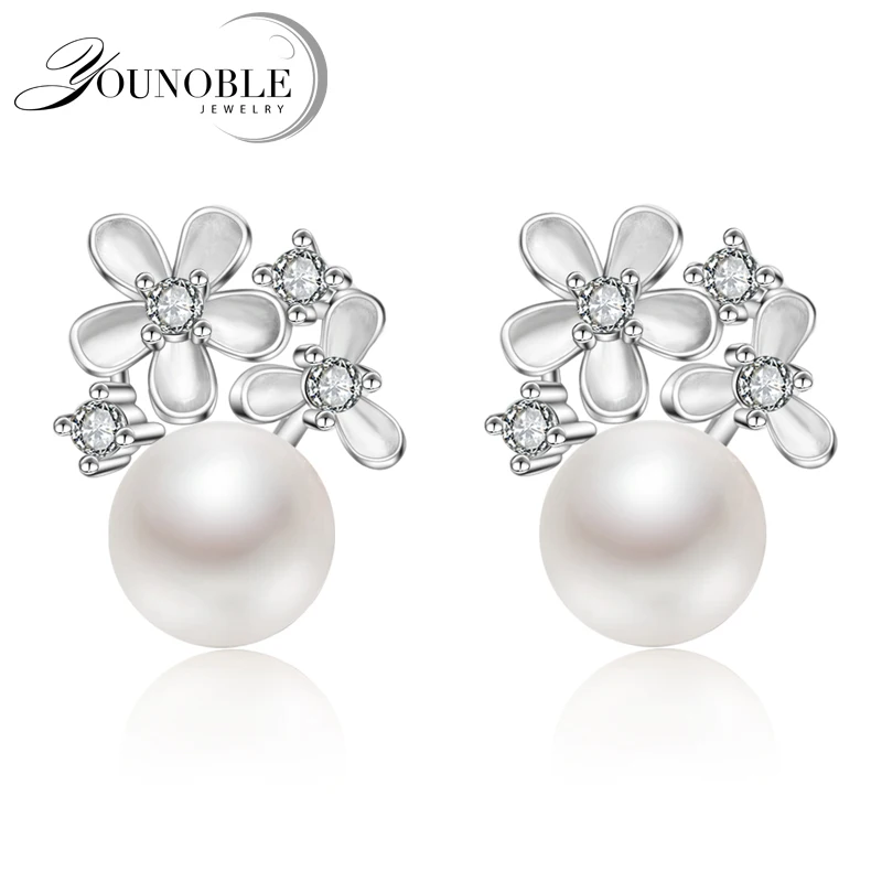 

925 Sterling Silver Woman Exquisite Large Pearl Earrings Female Jewelry For Friends Valentine's Day Gifts
