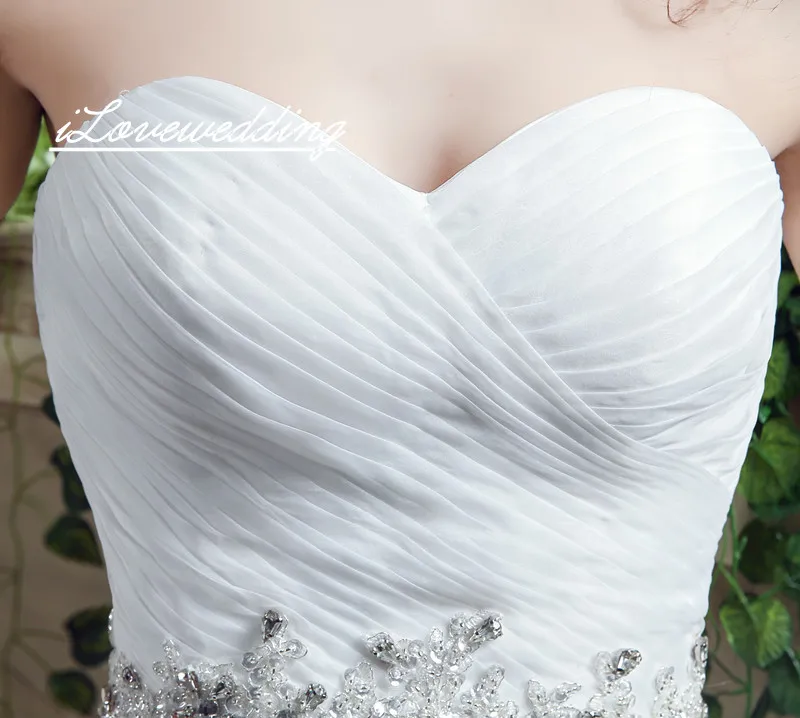 Романтические белые свадебные платья милое декольте оборки шнуровка сзади линия