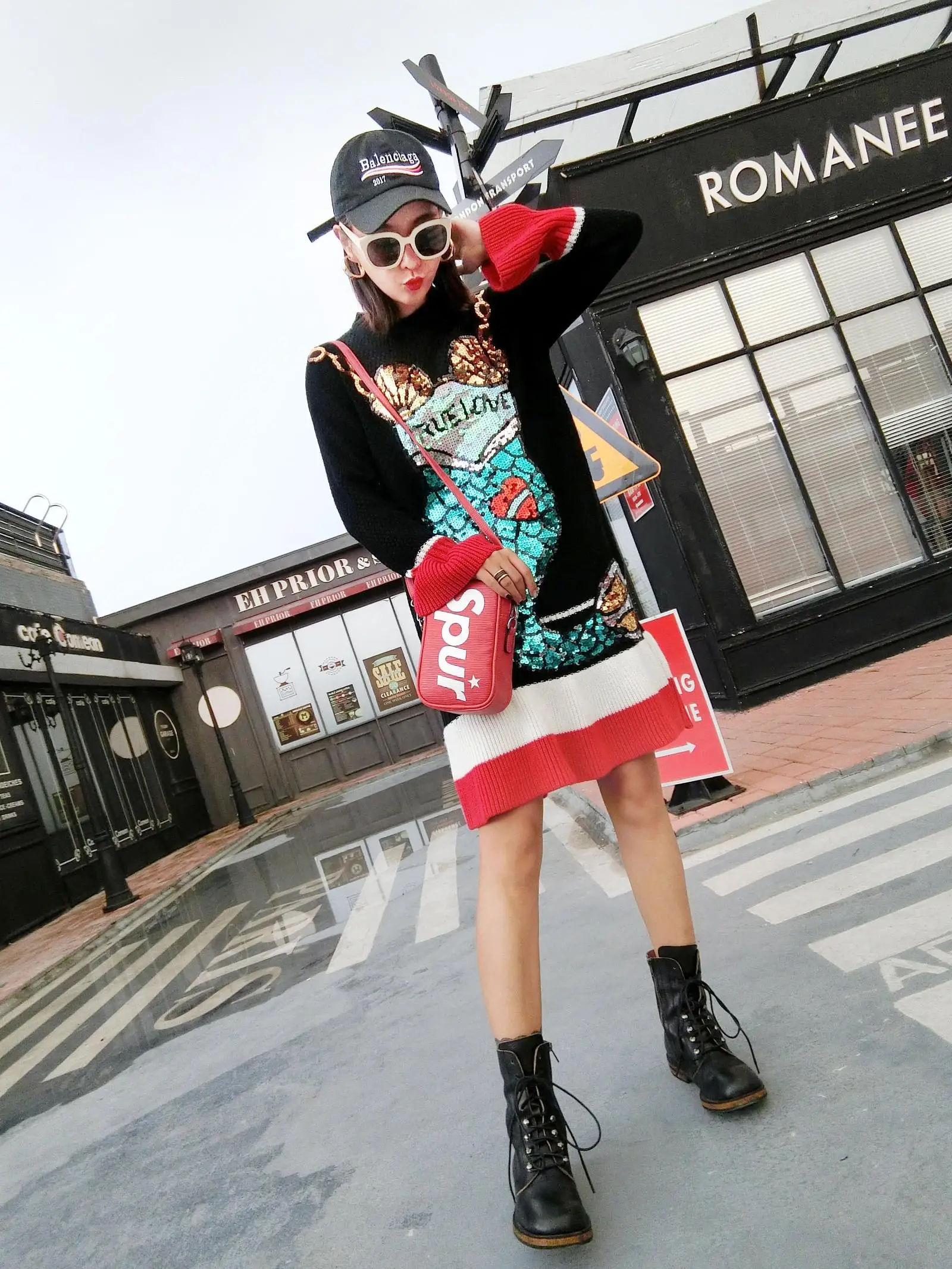 Тайский уличная мода Harajuku стиль дамы свитер свободные bf ulzzang Длинные Русалка Блестки Большие размеры свитер и юбка